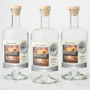 Étiquettes Pour Bouteilles De Liqueur Gin personnalisé avec photo personnalisée