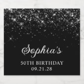 Étiquettes Pour Bouteilles De Liqueur Glittery Black 50e anniversaire (Étiquettes simples)