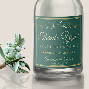 Étiquettes Pour Bouteilles De Liqueur Gold & Emerald Green Merci Mariage simple