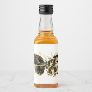 Étiquettes Pour Bouteilles De Liqueur Gold flower Butterfly with Black Orchid