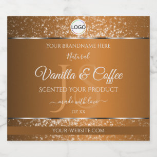 Étiquettes Pour Bouteilles De Liqueur Golden Brown Logo Initiales Parties scintillant Pr