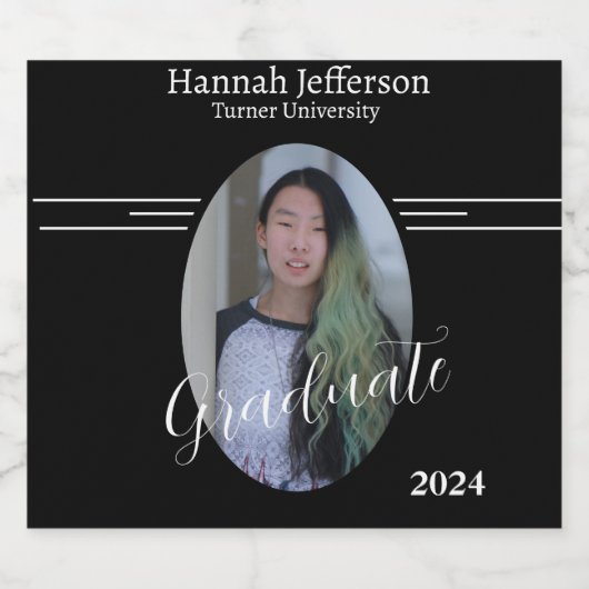 Étiquettes Pour Bouteilles De Liqueur Graduation photo moderne en noir et blanc (Étiquettes simples)