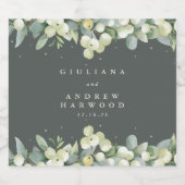 Étiquettes Pour Bouteilles De Liqueur Gray Green Snowberry+Eucalyptus Mariage d'hiver (Étiquettes simples)