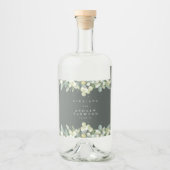 Étiquettes Pour Bouteilles De Liqueur Gray Green Snowberry+Eucalyptus Mariage d'hiver (Devant)
