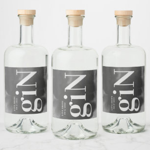Étiquettes Pour Bouteilles De Liqueur Gris Art Grand Monogramme Moderne Gras Simple Mari