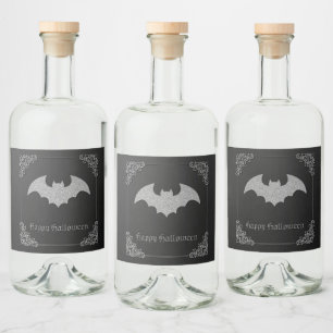 Étiquettes Pour Bouteilles De Liqueur Halloween chauve-souris