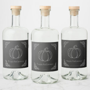 Étiquettes Pour Bouteilles De Liqueur Halloween Citrouille en argent