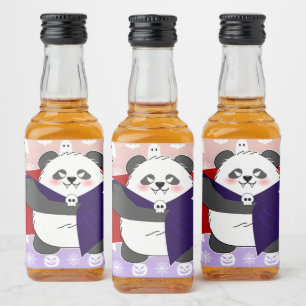 Étiquettes Pour Bouteilles De Liqueur Halloween Cute Baby Panda Dracula Vampire