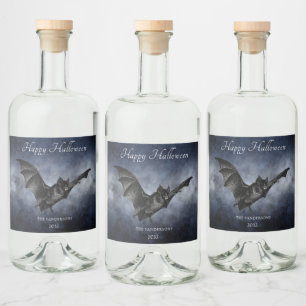 Étiquettes Pour Bouteilles De Liqueur Halloween Déplaisant chauve-souris volant Personna