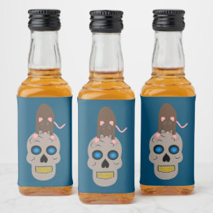 Étiquettes Pour Bouteilles De Liqueur Halloween gothique du crâne et du rat
