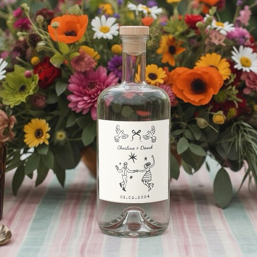 Étiquettes Pour Bouteilles De Liqueur Hand Drawn Scribble Wedding