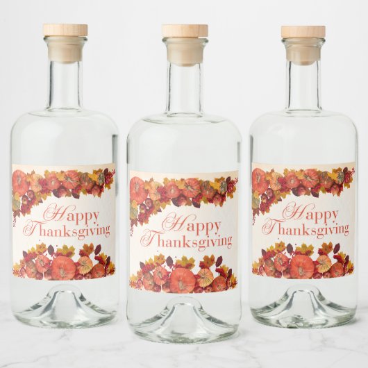 Étiquettes Pour Bouteilles De Liqueur Happy Thanksgiving (Bouteilles)