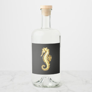 Étiquettes Pour Bouteilles De Liqueur Hippocampe Polygonal Or