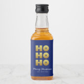 Étiquettes Pour Bouteilles De Liqueur Ho Ho Ho | Fun Christmas Blue & Gold (Devant)
