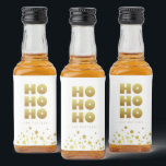 Étiquettes Pour Bouteilles De Liqueur Ho Ho Ho | Fun Christmas White & Gold Mini<br><div class="desc">Simple Christmas White & Gold Mini Étiquette bouteille d'alcool avec texte "HO HO HO" dans un style de typographie amusant mais élégant et des étoiles étincelantes. Personnaliser avec le nom de l'expéditeur. Mélanger et correspondre avec d'autres modèles de cette série.</div>