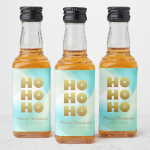 Étiquettes Pour Bouteilles De Liqueur Ho Ho Ho Pastel Green Gradient & Gold