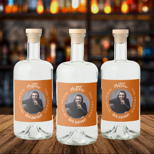 Étiquettes Pour Bouteilles De Liqueur Homme mythe légende photo brûlé orange fête d'anni