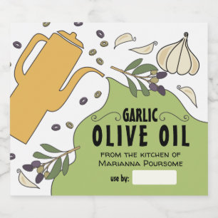 Étiquettes Pour Bouteilles De Liqueur Huile d'olive aromatisée à l'ail maison en conserv