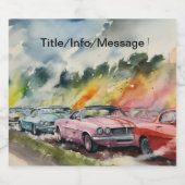 Étiquettes Pour Bouteilles De Liqueur Impression de l'aquarelle Retro Drag Racing (Étiquettes simples)