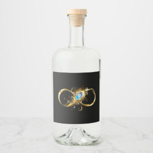 Étiquettes Pour Bouteilles De Liqueur Infinité avec plume de paon doré