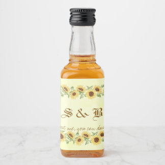 Étiquettes Pour Bouteilles De Liqueur Jaune Rustique Tournesol Mariage Drôle