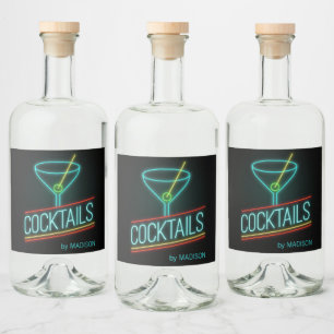 Étiquettes Pour Bouteilles De Liqueur Jeu de étiquettes COCTAILS de nom personnalisé
