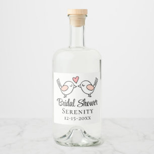 Étiquettes Pour Bouteilles De Liqueur Jolie fête de mariage d'amour Oiseaux Lovebirds En