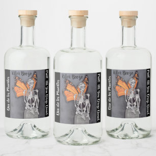 Étiquettes Pour Bouteilles De Liqueur Journée personnalisée du squelette d'Halloween mor