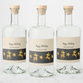 Étiquettes Pour Bouteilles De Liqueur Joyeuses fêtes Gold Reindeer (Bouteilles)