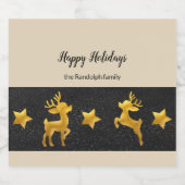 Étiquettes Pour Bouteilles De Liqueur Joyeuses fêtes Gold Reindeer (Étiquettes simples)