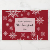 Étiquettes Pour Bouteilles De Liqueur Joyeuses fêtes Rouge Blanc Snowflakes (Étiquettes simples)