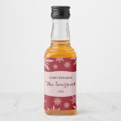 Étiquettes Pour Bouteilles De Liqueur Joyeuses fêtes Rouge Blanc Snowflakes (Devant)