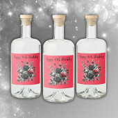 Étiquettes Pour Bouteilles De Liqueur Joyeux 50e anniversaire Roses rouge et noir |
