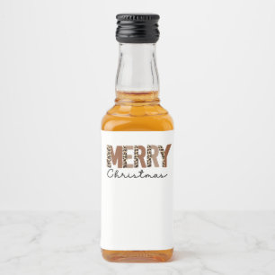 Étiquettes Pour Bouteilles De Liqueur "Joyeux Noël" Bloc de couleur moderne Leopard Boho