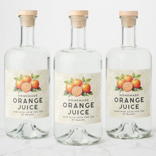Étiquettes Pour Bouteilles De Liqueur Jus d'orange maison (Bouteilles)