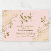 Étiquettes Pour Bouteilles De Liqueur Lacy Gold sur Blush Pink Mariage Merci Mini (Étiquettes simples)
