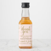 Étiquettes Pour Bouteilles De Liqueur Lacy Gold sur Blush Pink Mariage Merci Mini (Devant)