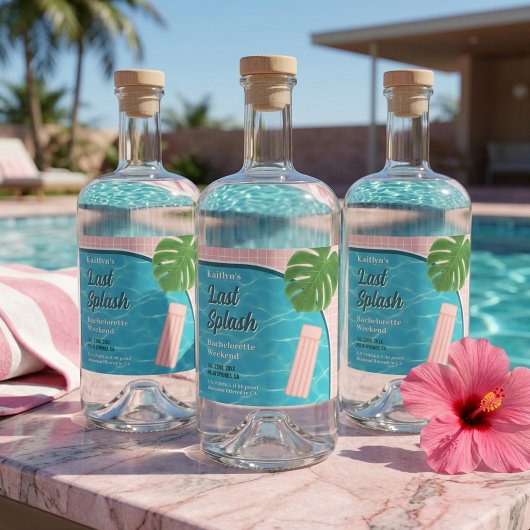 Étiquettes Pour Bouteilles De Liqueur Last Splash Bachelorette Weekend Pool Party