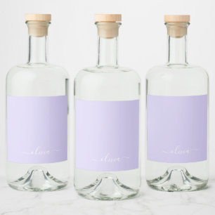 Étiquettes Pour Bouteilles De Liqueur Lavande Purple Script Moderne Fille Monogramme Nom