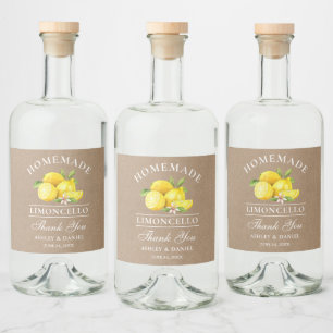 Étiquettes Pour Bouteilles De Liqueur Lemons Kraft Merci Limoncello Étiquettes de boutei