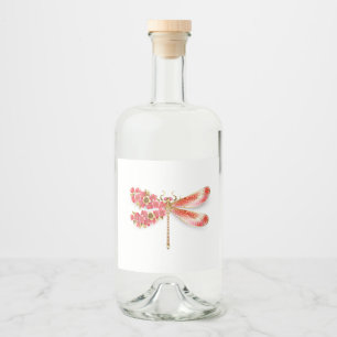 Étiquettes Pour Bouteilles De Liqueur libellule de fleurs avec sakura de bijoux