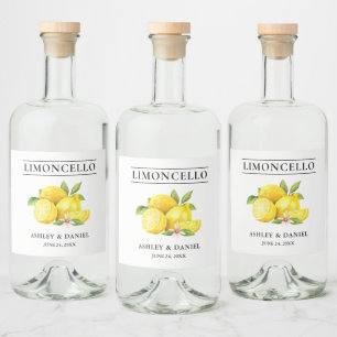 Étiquettes Pour Bouteilles De Liqueur Limoncello de citrons d'aquarelle