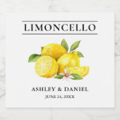 Étiquettes Pour Bouteilles De Liqueur Limoncello de citrons d'aquarelle (Étiquettes simples)