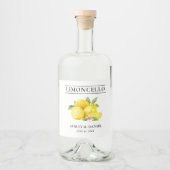 Étiquettes Pour Bouteilles De Liqueur Limoncello de citrons d'aquarelle (Devant)