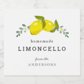 Étiquettes Pour Bouteilles De Liqueur Limoncello Lemon Floral Blanc (Étiquettes simples)