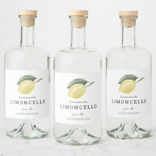 Étiquettes Pour Bouteilles De Liqueur Limoncello Lemon Floral Blanc