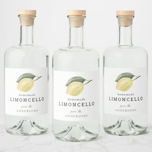 Étiquettes Pour Bouteilles De Liqueur Limoncello Lemon Floral Blanc (Bouteilles)