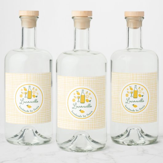 Étiquettes Pour Bouteilles De Liqueur Limoncello Lemonade Lemon En vichy artisanal sur m (Bouteilles)