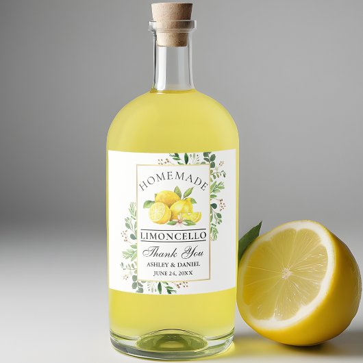 Étiquettes Pour Bouteilles De Liqueur Limoncello or citrons aquarelle