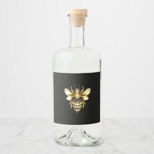 Étiquettes Pour Bouteilles De Liqueur Logo Faux Gold Foil Bee Polygonal sur Noir
